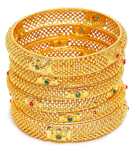 Plated Set of 6 Traditional Bangles (13848b_2.8)